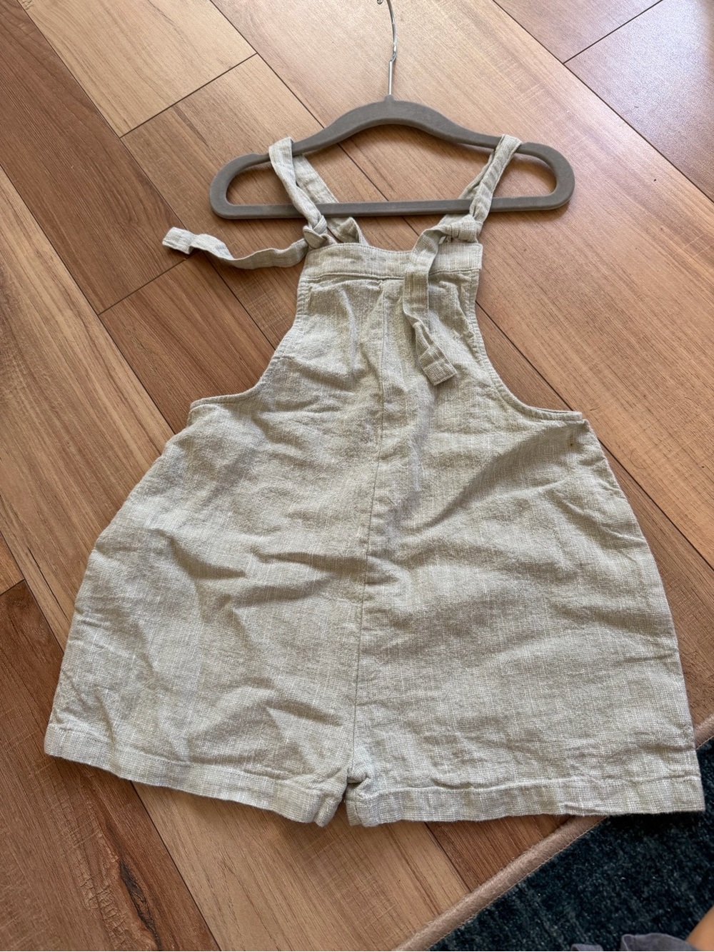 Rylee + Cru Cream Linen-Look Tie-Shoulder Overalls